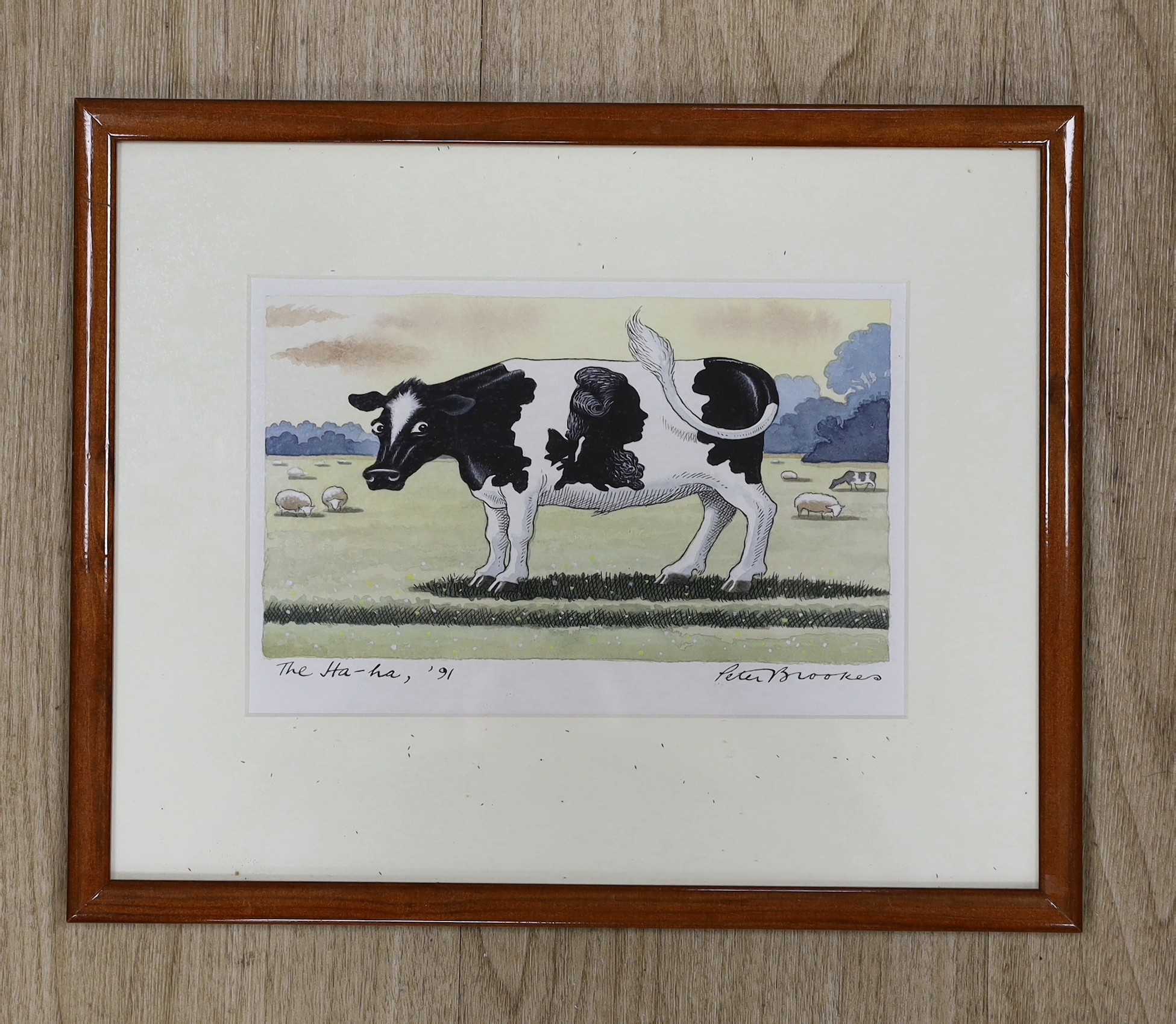 Peter Brookes (b.1943), ink and watercolour, 'The Ha-Ha', signed and dated '91, 14 x 22cm